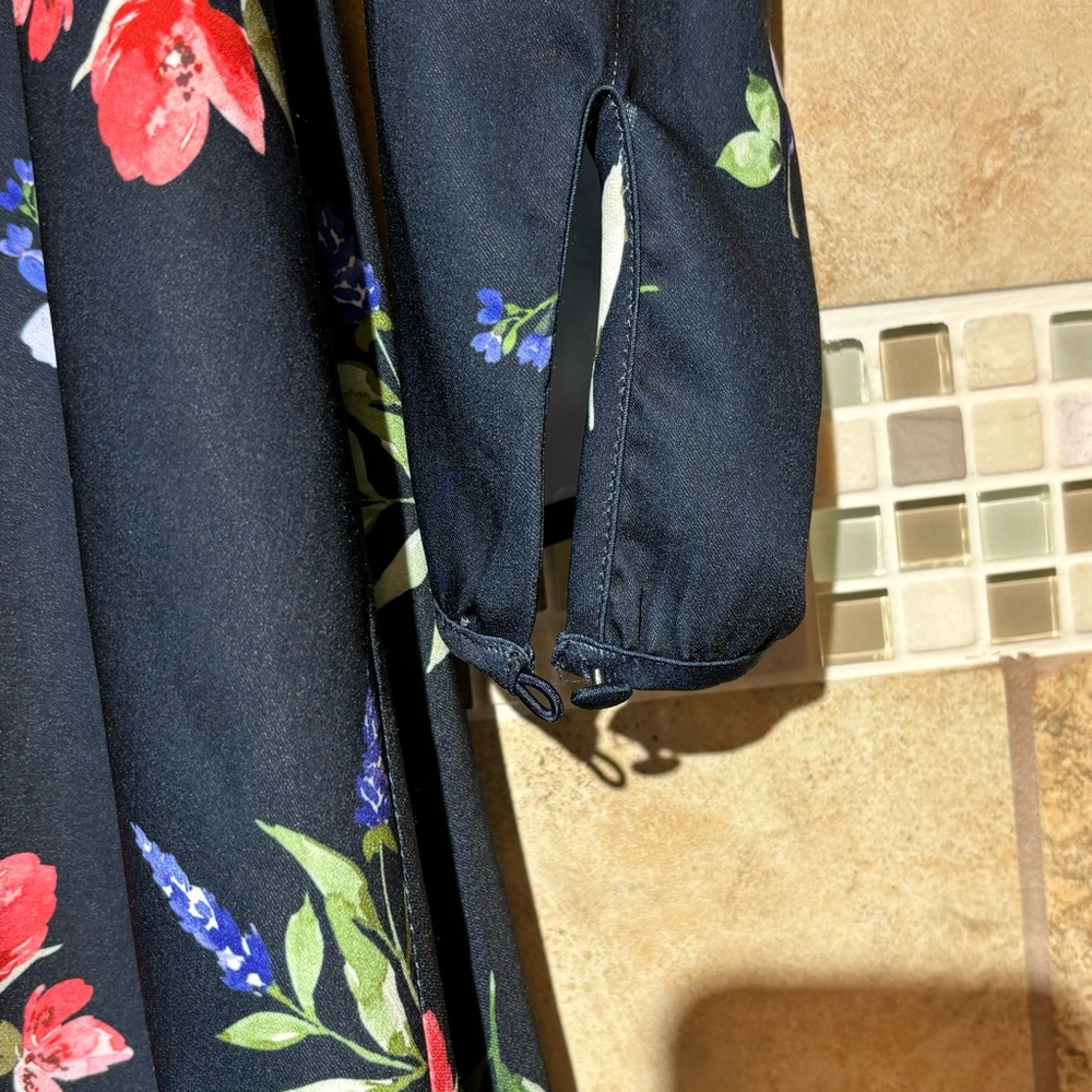 Keepsake the Label M Satin Floral Navy Mini V-neck Long Sleeve Dress - Picture 8 of 9